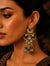 Yellow Citrine With Green Hints Kundan Drop Earrings