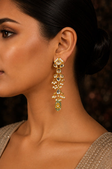 Kundan Decor Barium Pearls Earrings