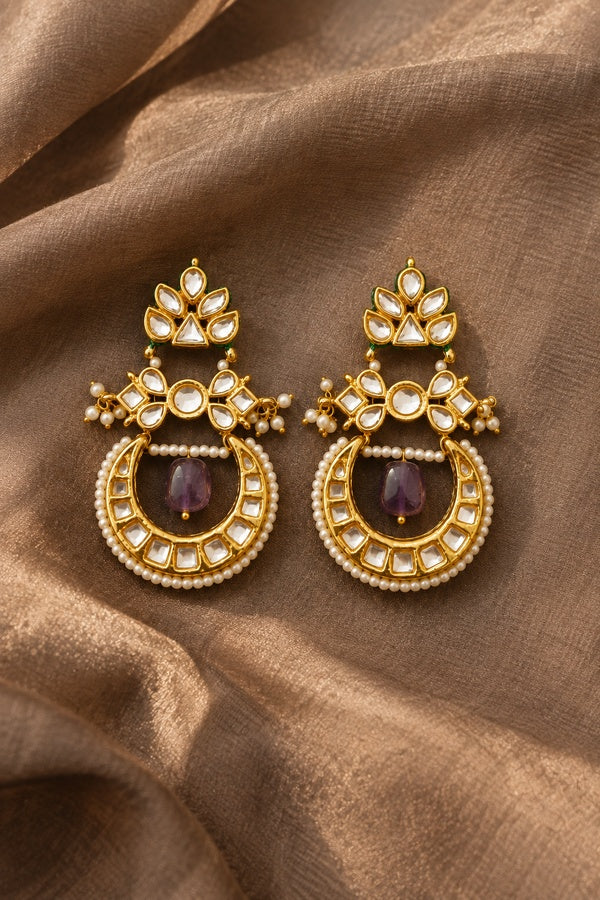 Purple Crescent Drop Earrings