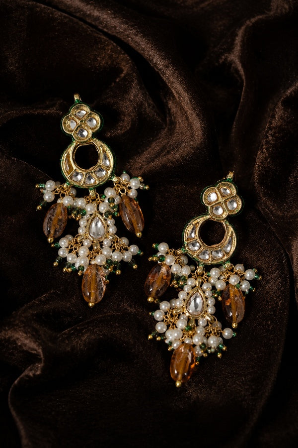 Chand Biya Garnet Kundan Earrings