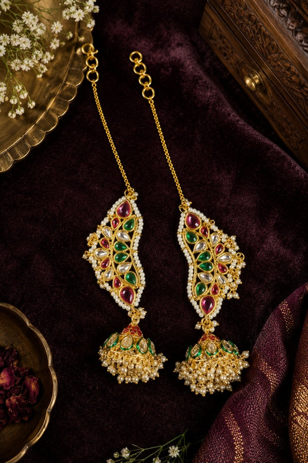 MultiColour Earcuff Earrings With Jhumki