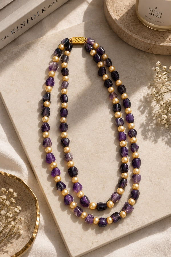 Amethyst & Pearls Necklace