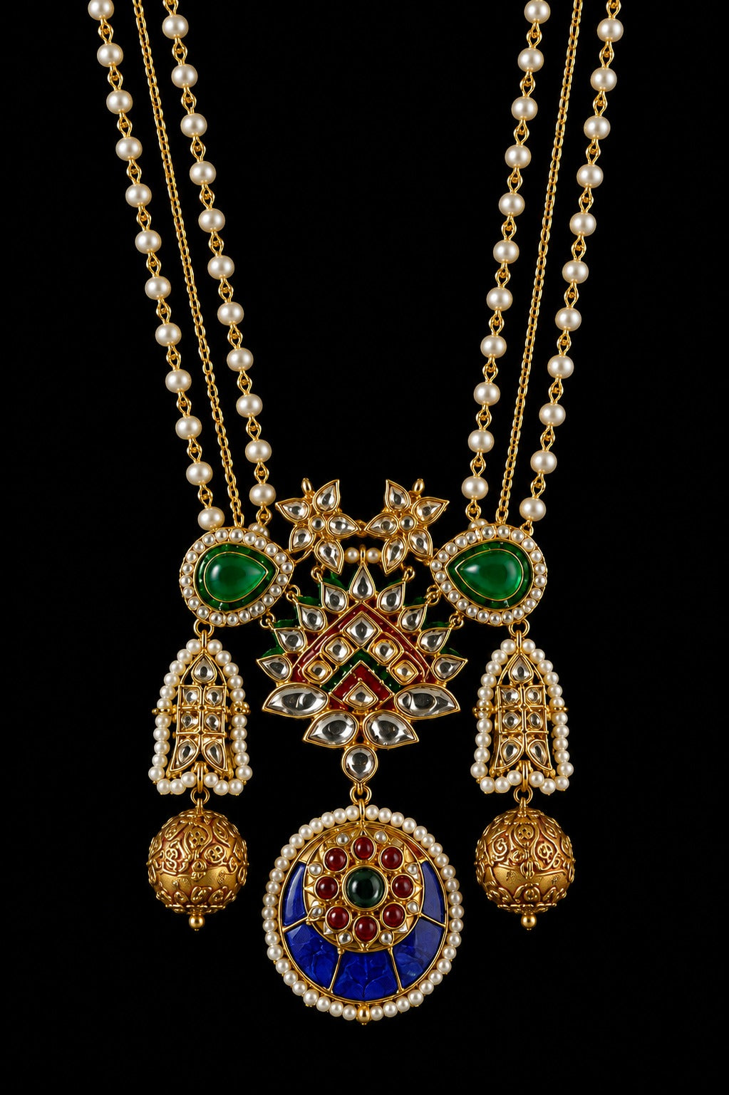 Blue Kundan & Pearl Cobalt Rani Necklace
