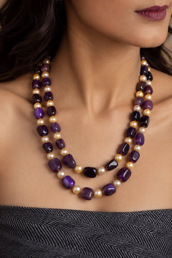 Amethyst & Pearls Necklace