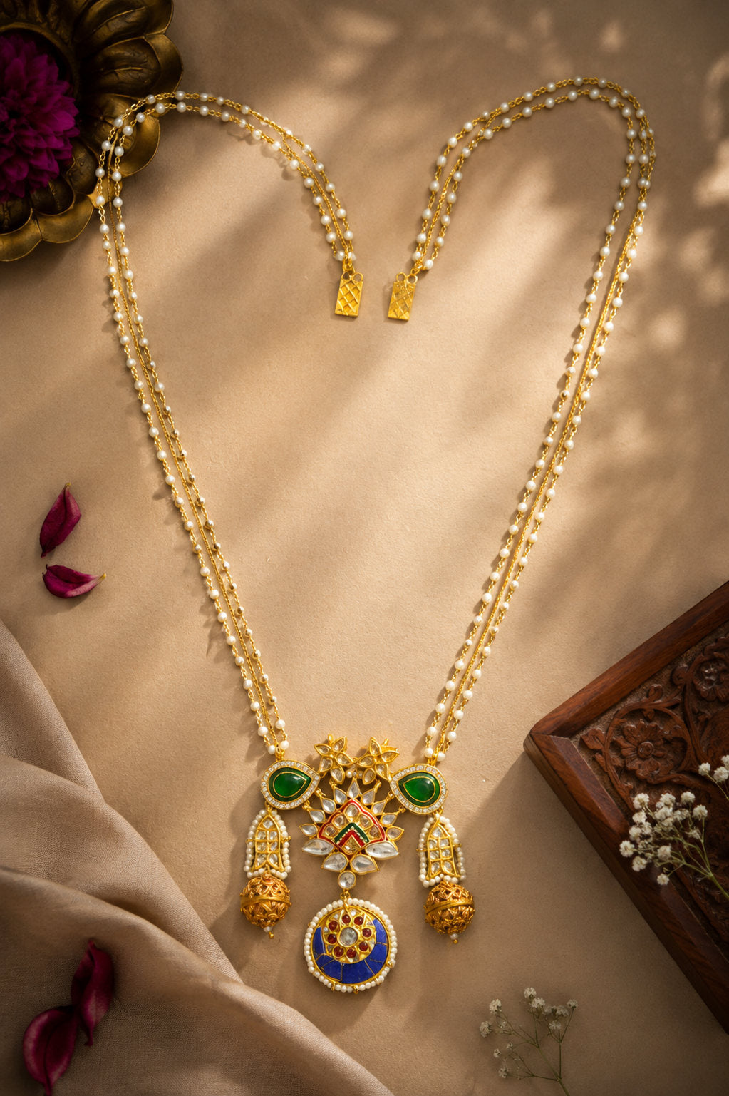 Blue Kundan & Pearl Cobalt Rani Necklace