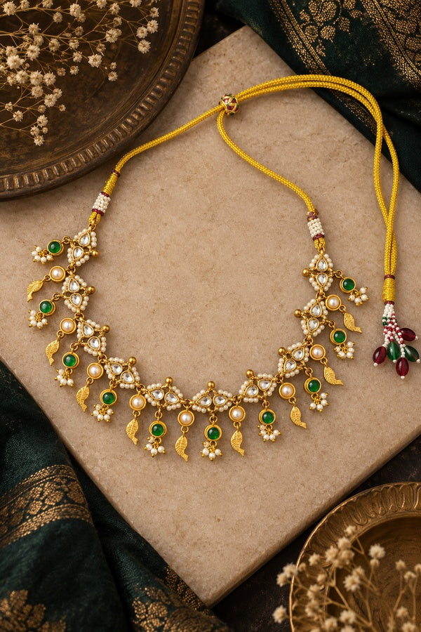Kundan Fish Motif Dainty Choker Necklace