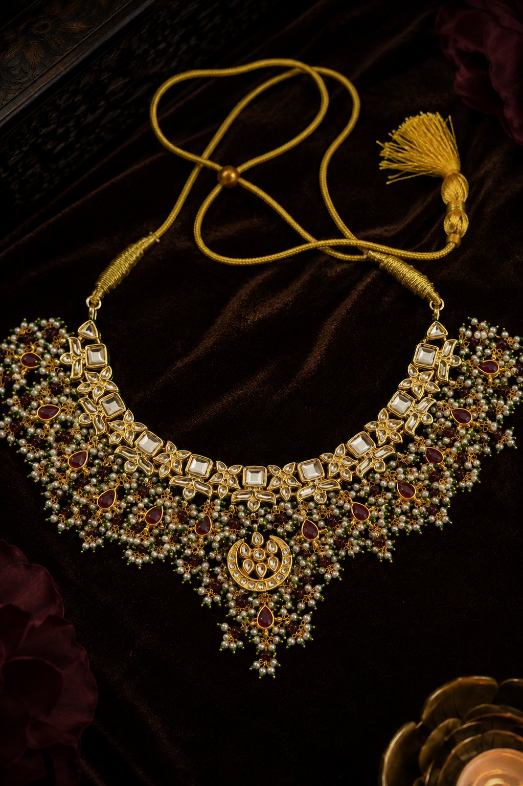 Kundan Elegance Red & Green Choker