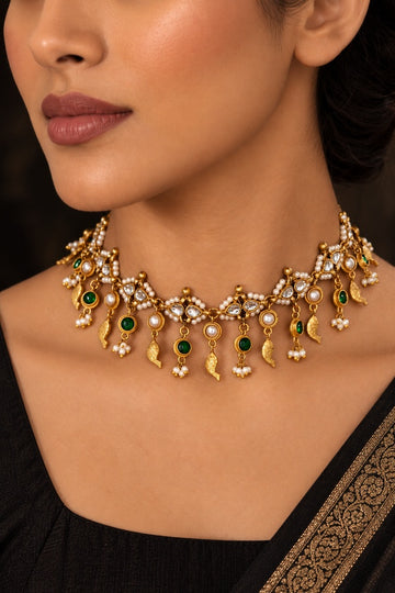 Kundan Fish Motif Dainty Choker Necklace