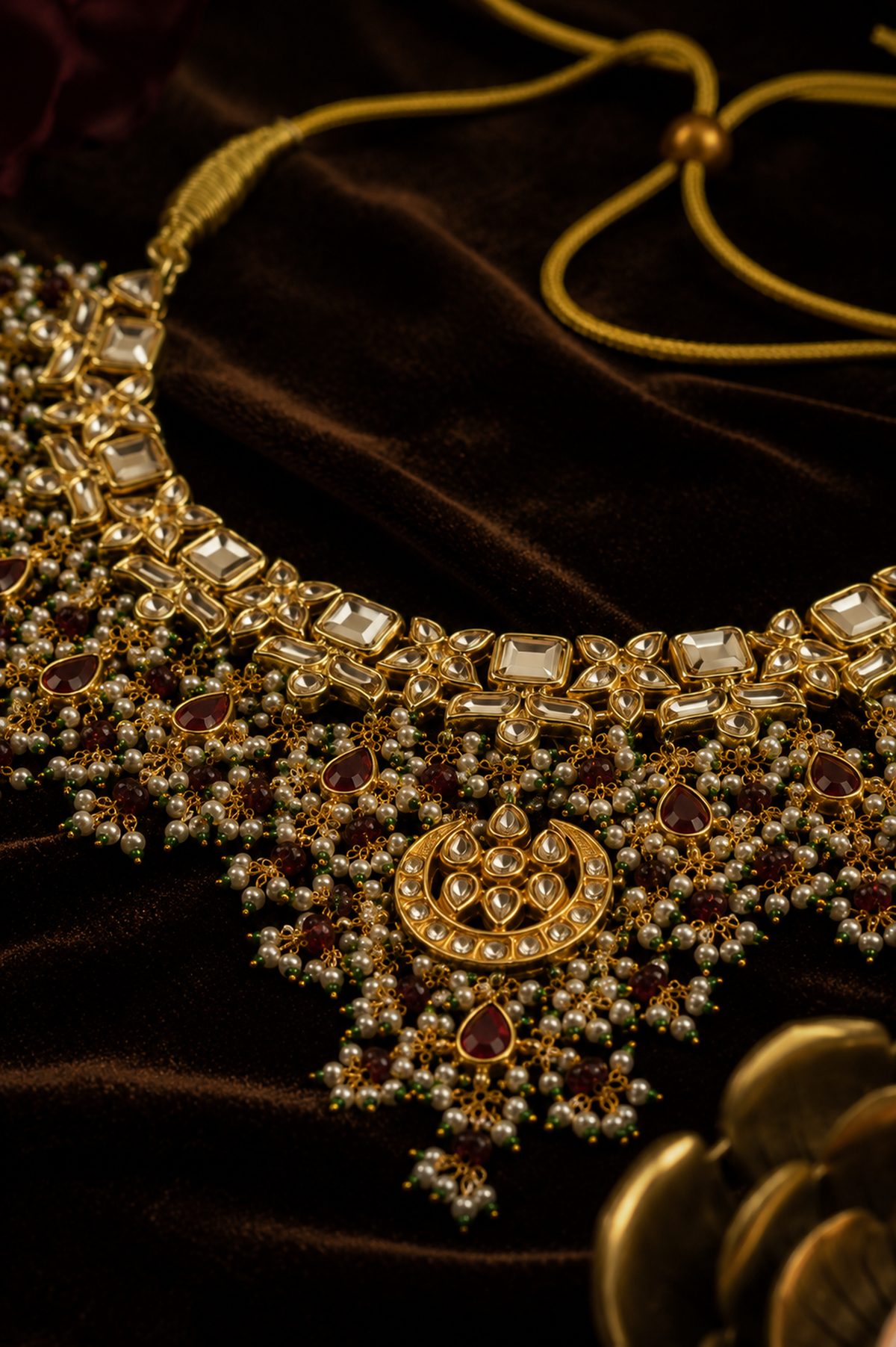 Kundan Elegance Red & Green Choker