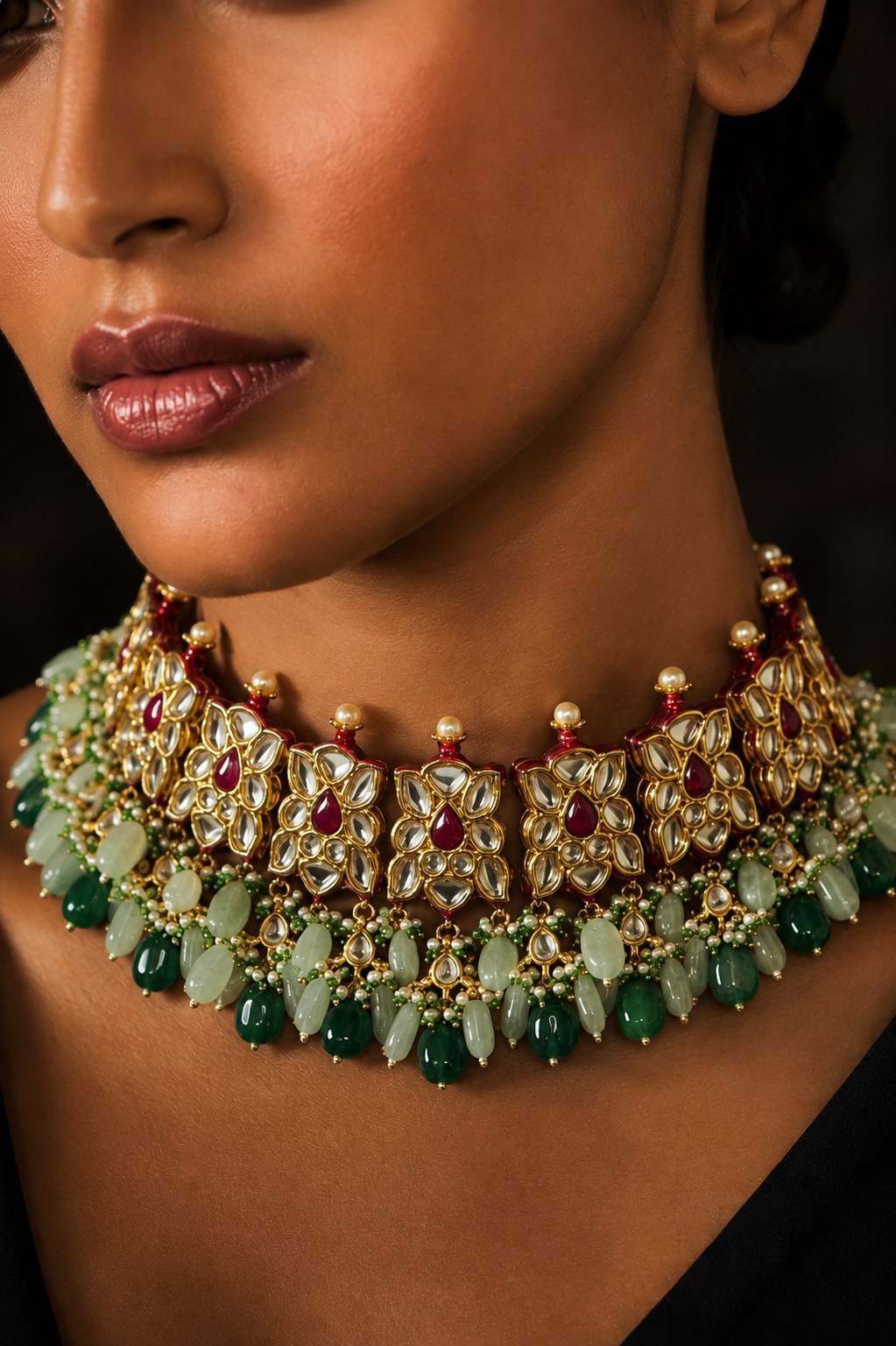 Emerald Dual Tone Kundan Choker