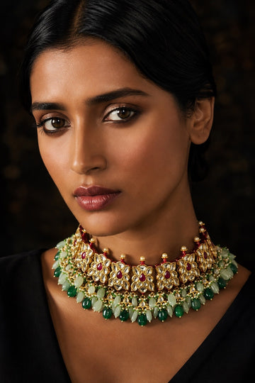Emerald Dual Tone Kundan Choker