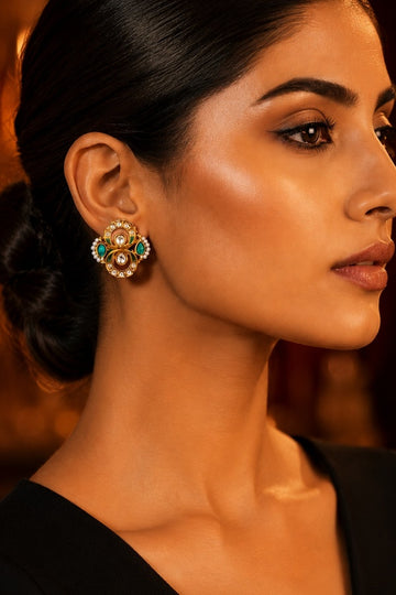 Feroza Kundan Chand Earrings