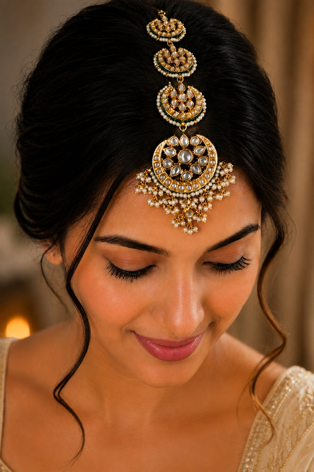 Chandrika Pearl Kundan Maang Tikka