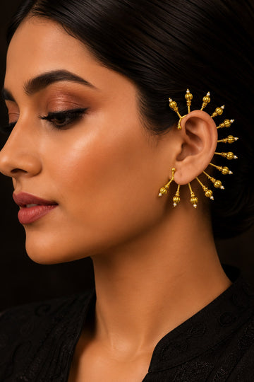 Golden Gold Bead Earcuffs