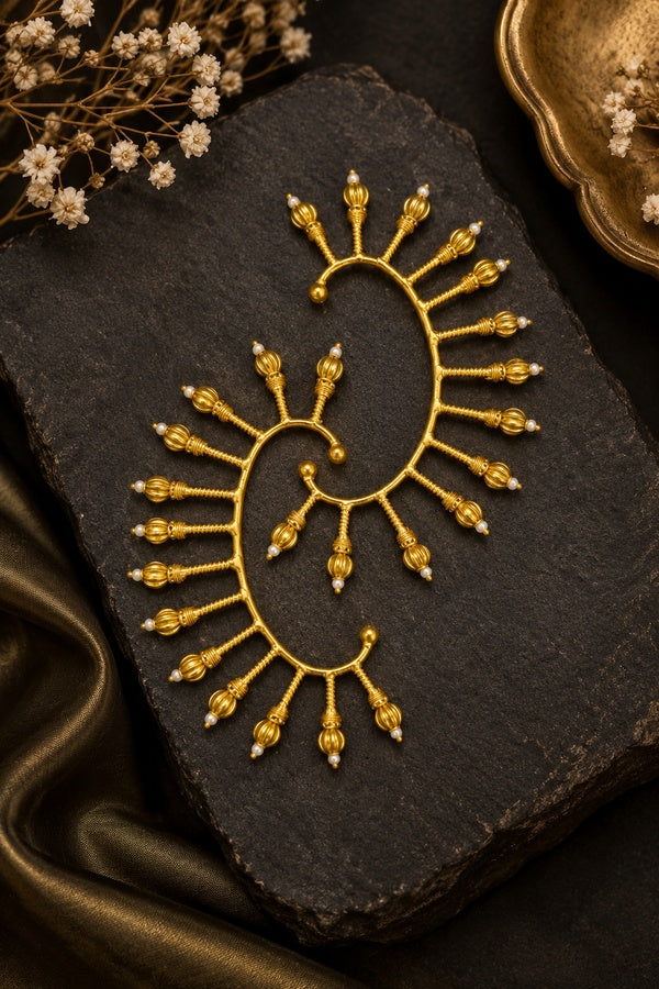 Golden Gold Bead Earcuffs