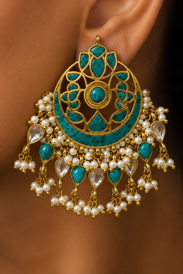 Feroza Kundan Chandbali Earrings
