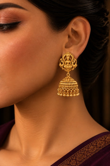 Regal Gold Beads Jhumki