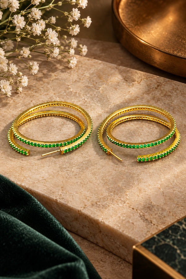 Green Zirconia Dangler Earrings