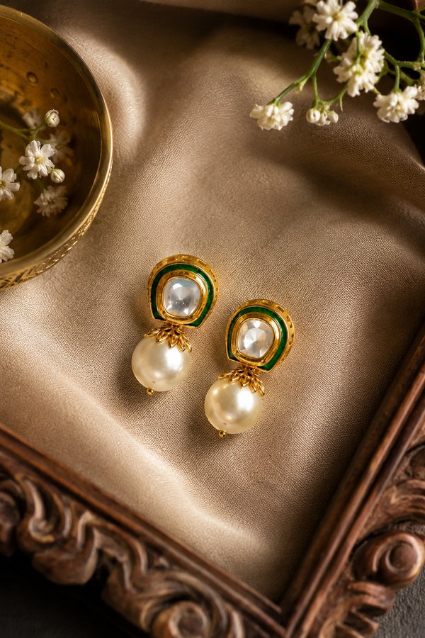 White Pearl Drop Earrings