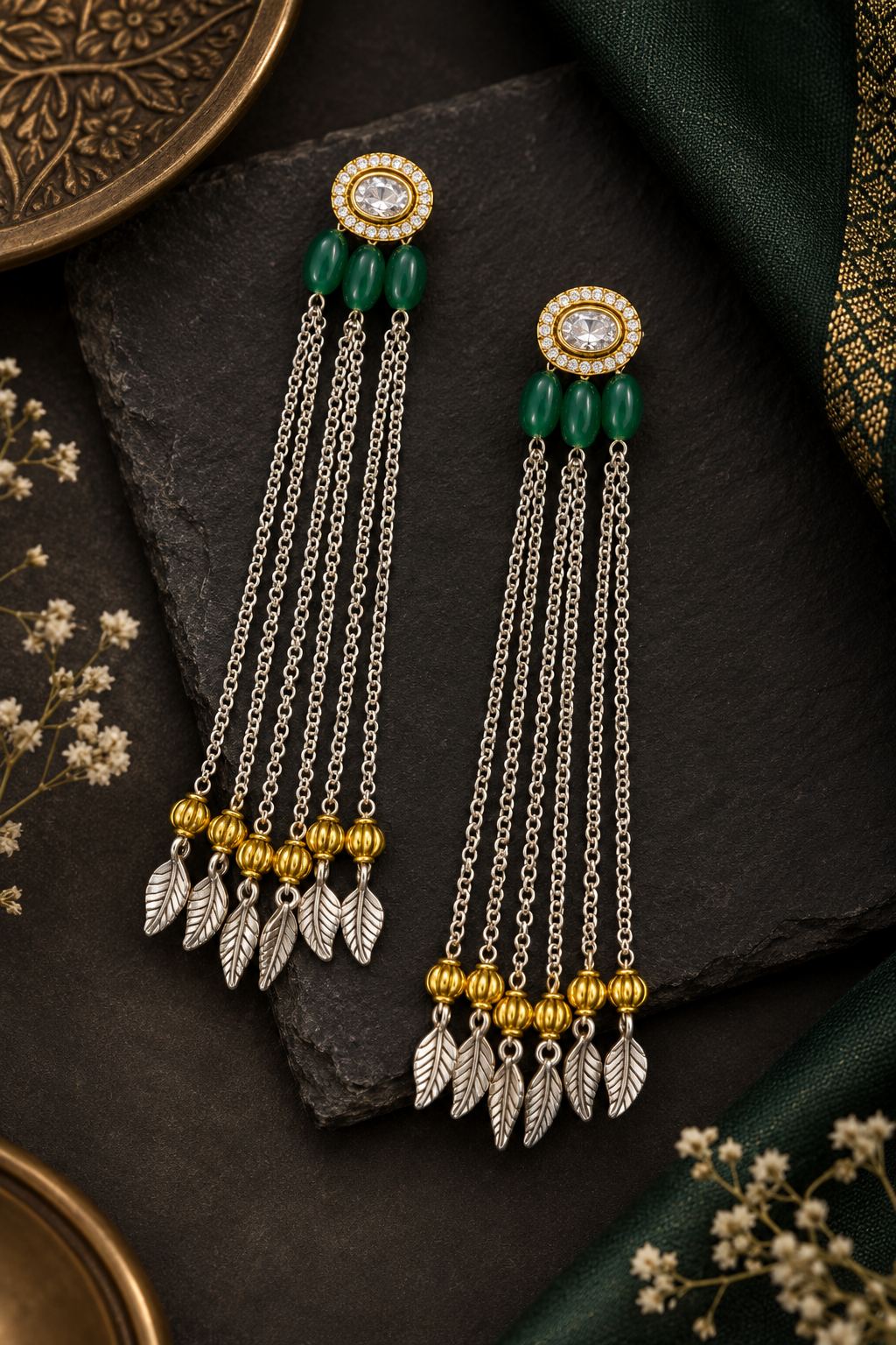 Green Zirconia Dangler Earrings