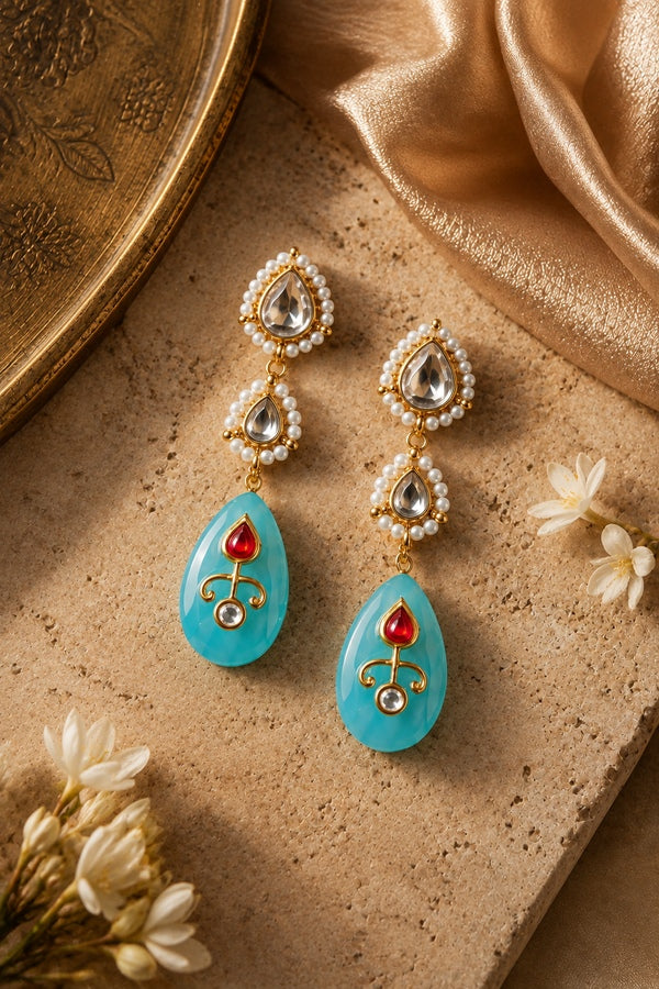 Kundan and Feroza Drop Earrings