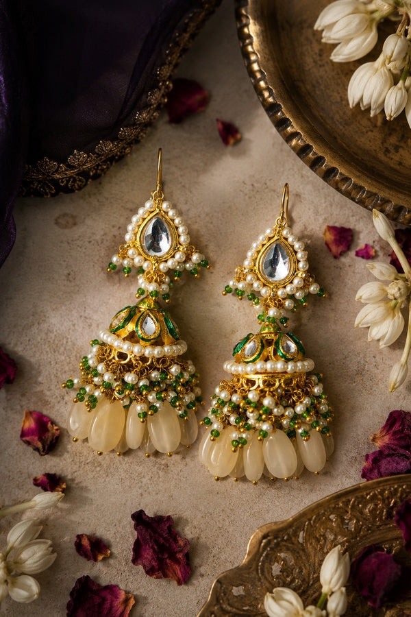 Mini Jhumki Kundan Earrings