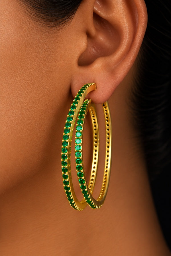 Green Zirconia Dangler Earrings