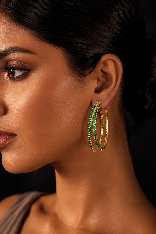 Green Zirconia Dangler Earrings