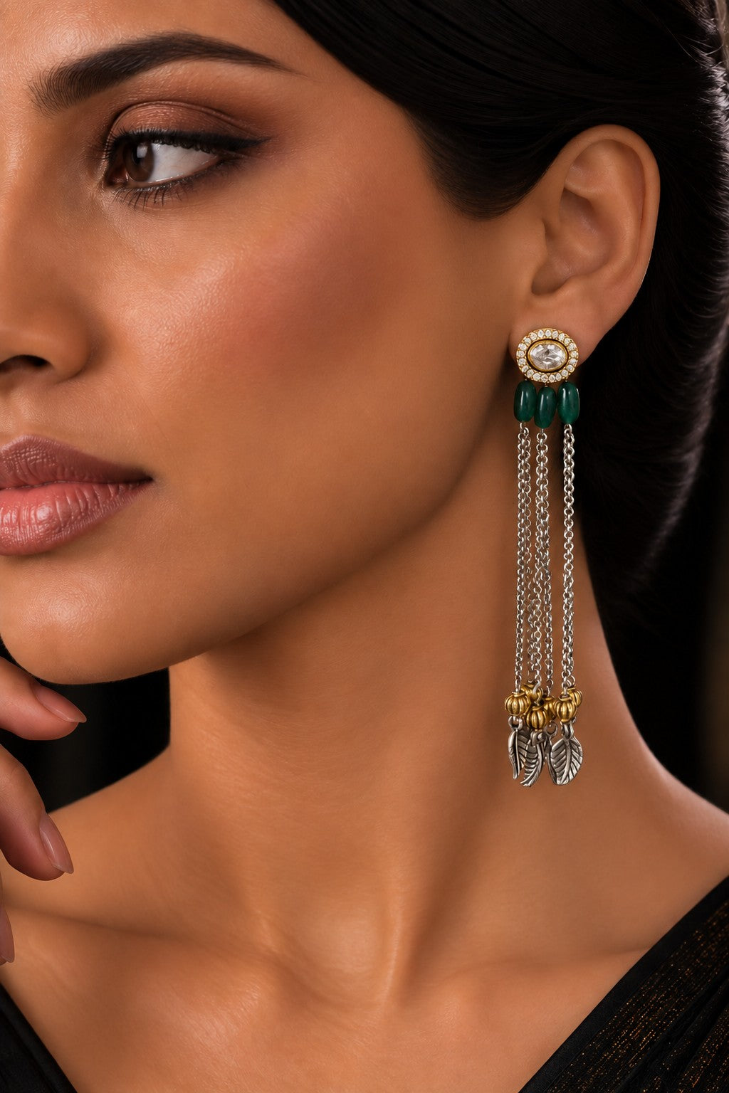 Green Zirconia Dangler Earrings