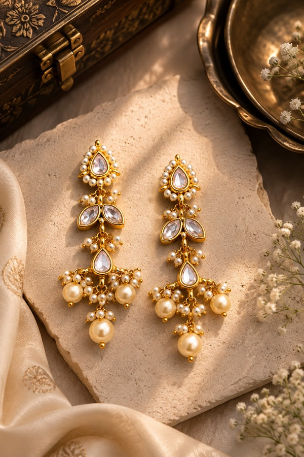 Kundan Pearl Dangler Earrings