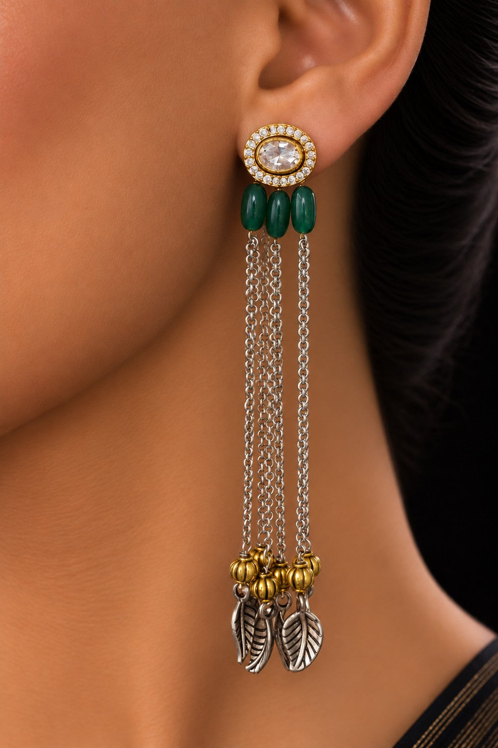 Green Zirconia Dangler Earrings