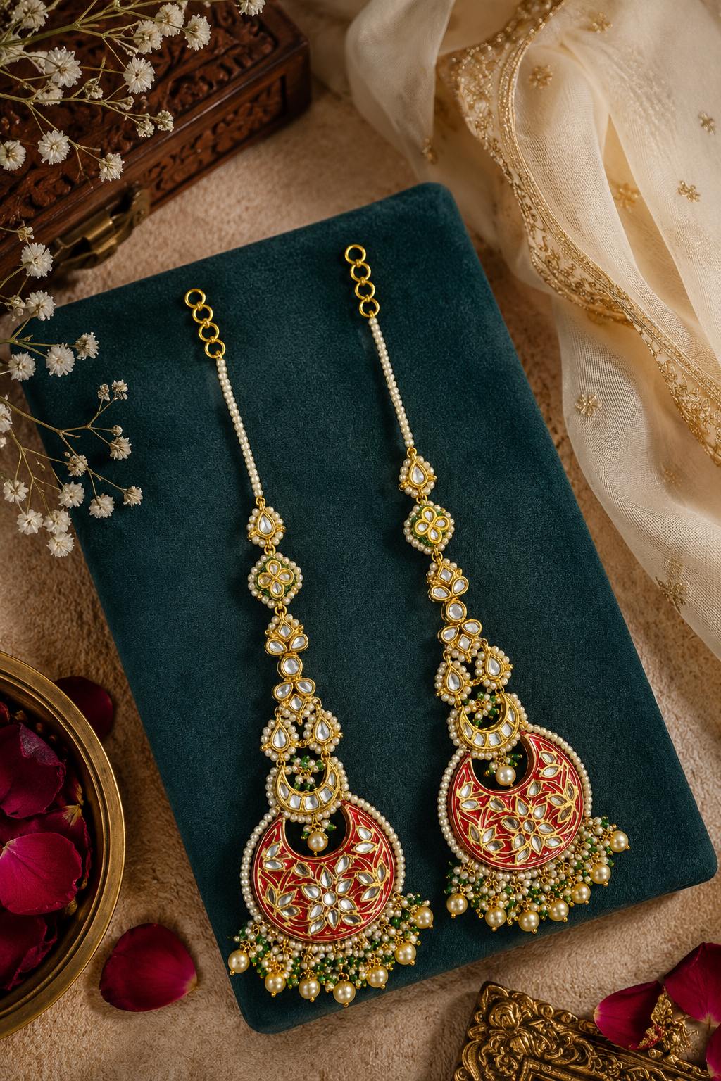 Statement Red Chandbali Earrings