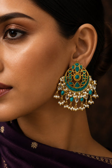 Feroza Kundan Chandbali Earrings