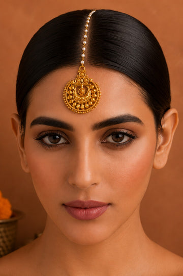 Regal Gold Round Maang Tikka