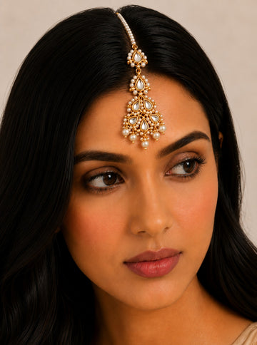 Droptop Pearls & Kundan Maang Tikka