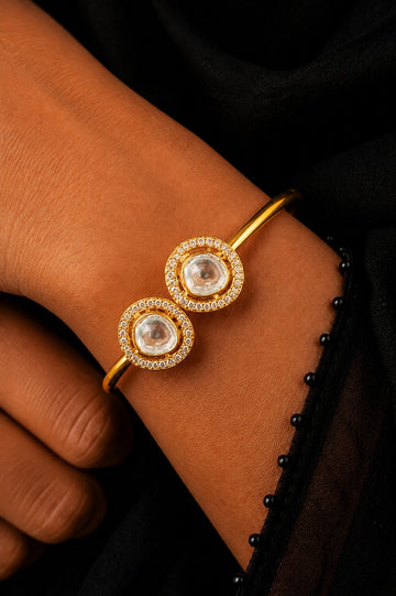 Gold Zirconia Adjustable Bangle Bracelet