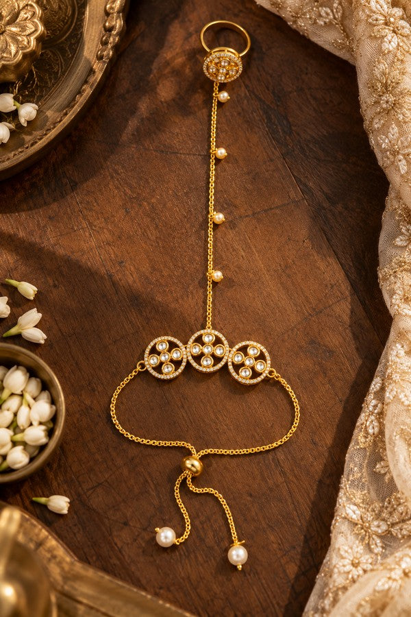 Kundan Zirconia Floral Haathphool