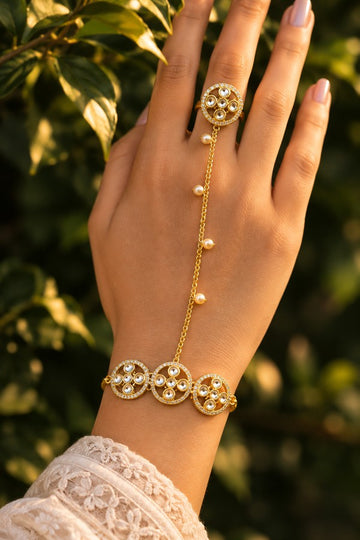 Kundan Zirconia Floral Haathphool
