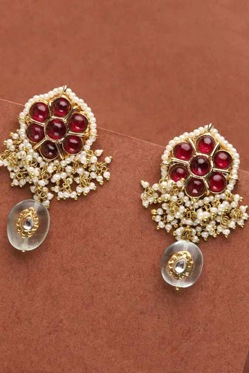 Maroon Flower Barium Danglers