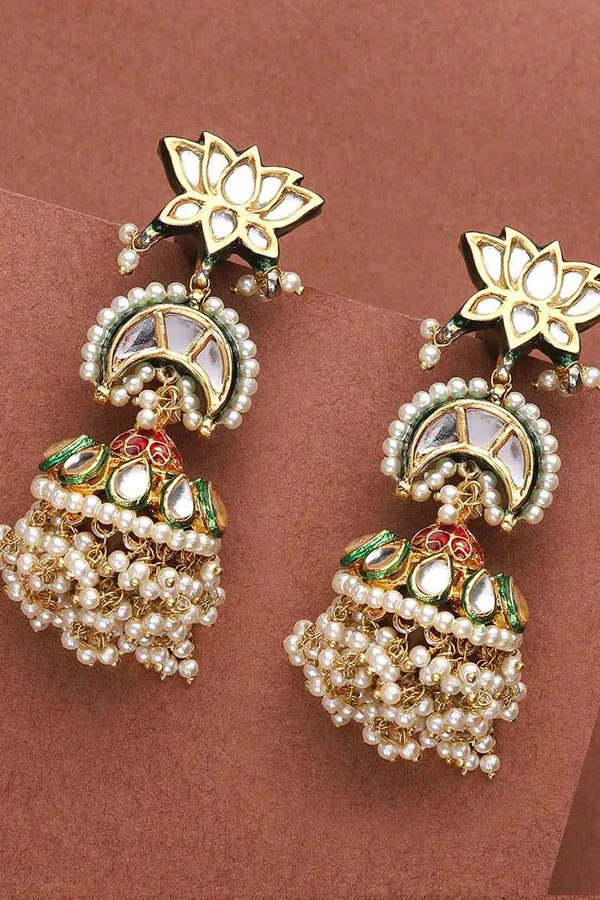 Kamal Kundan Pearls Jhumkis