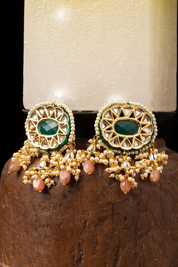 Green Pink Moonstone Earrings