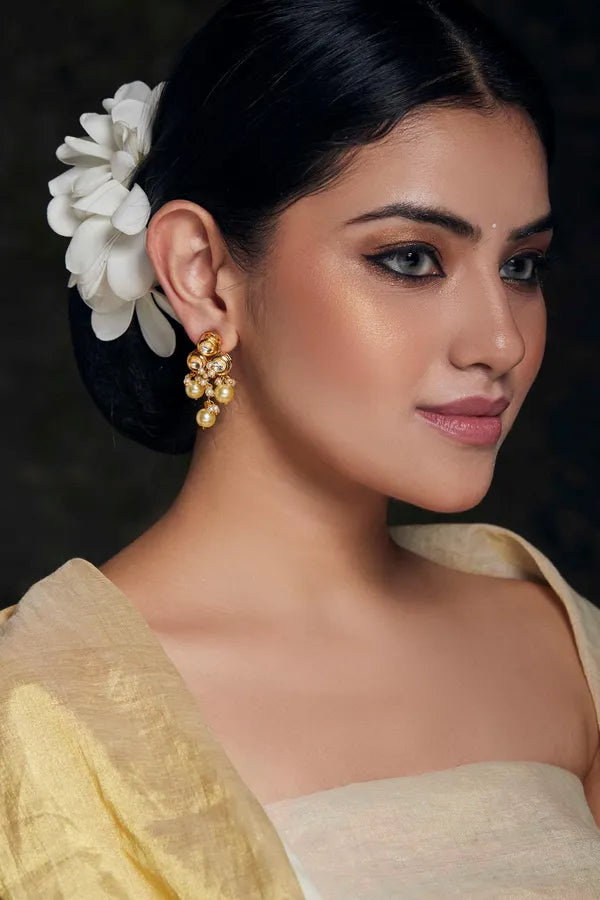 Pearl Triad Kundan Earrings