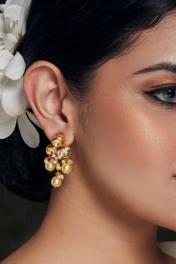 Pearl Triad Kundan Earrings