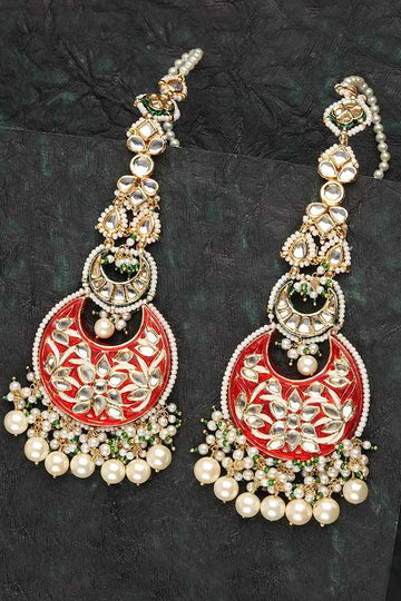 Statement Red Chandbali Earrings