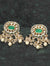Pearled Green & White Kundan Earrings