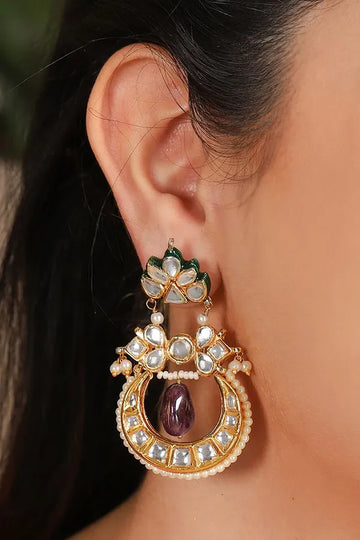 Purple Crescent Drop Earrings