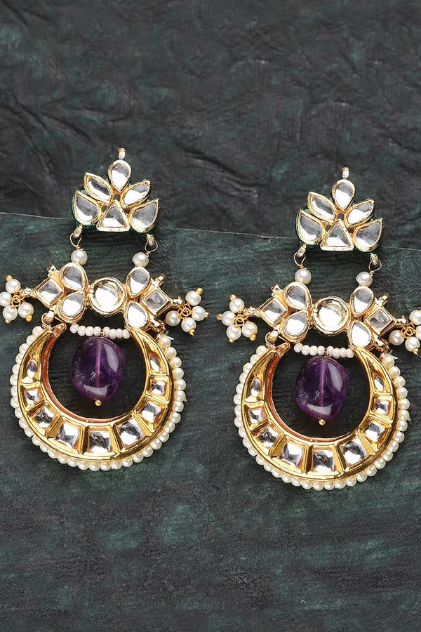 Purple Crescent Drop Earrings