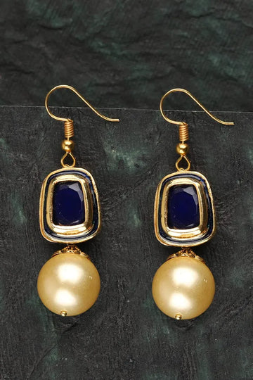 Navy Blue Pearl Drop Earrings