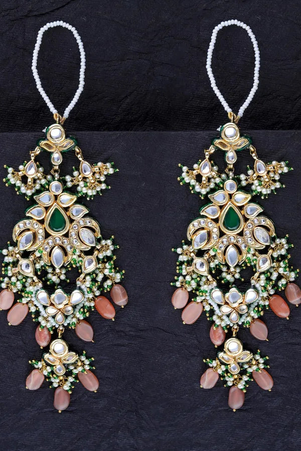 Green Pink Moonstone Tree Earrings