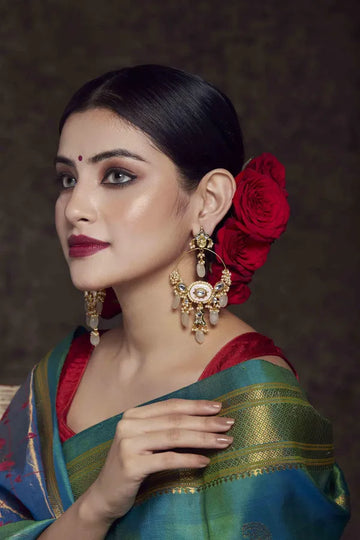 Gulabi Grace Pink Green Jade Chandbalis